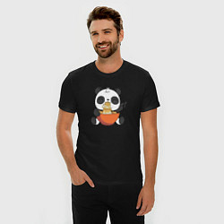 Футболка slim-fit Cute Panda Eating Ramen, цвет: черный — фото 2