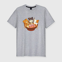 Футболка slim-fit Kawaii Cat Ramen, цвет: меланж