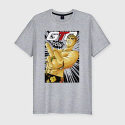 Мужская slim-футболка Onizuka fuck pow