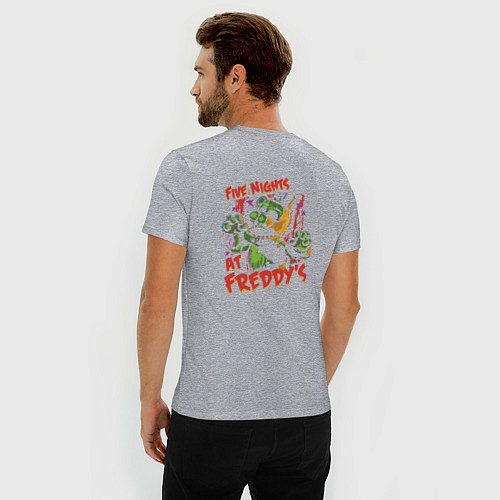 Мужская slim-футболка Freddy Fazbears Pizza 2022 / Меланж – фото 4