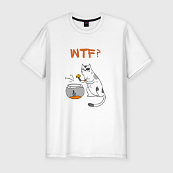 Мужская slim-футболка Рыбак кошак WTF?