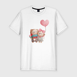 Мужская slim-футболка Влюбленные медвежата