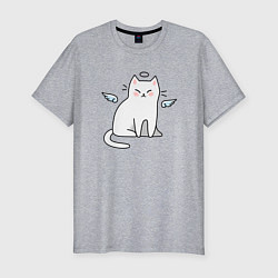 Футболка slim-fit КОТИК АНГЕЛ CAT ANGEL, цвет: меланж