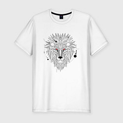 Мужская slim-футболка Эскиз головы льва