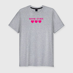 Мужская slim-футболка Game over розовый текст
