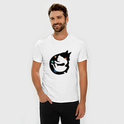 Футболка slim-fit Обнимашки волк и кошка, цвет: белый — фото 2
