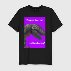 Мужская slim-футболка Суровый динозавр
