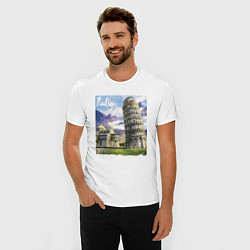 Футболка slim-fit Италия Пизанская башня, цвет: белый — фото 2