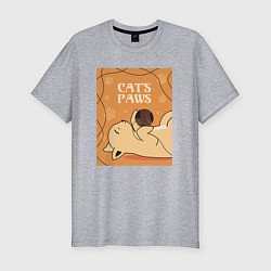 Мужская slim-футболка Котик с клубком ниток