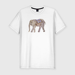 Мужская slim-футболка Африканский слон в попоне