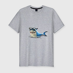 Мужская slim-футболка Акула - в очках