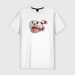 Футболка slim-fit Агрессивная чашка Эмодзи Cuphead, цвет: белый