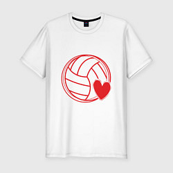 Футболка slim-fit Сердечко Волейбола, цвет: белый