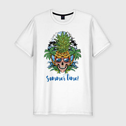 Мужская slim-футболка Summer time Cool skull