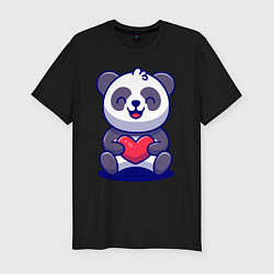 Футболка slim-fit Панда с сердцем!, цвет: черный