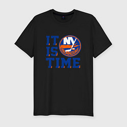 Мужская slim-футболка It Is New York Islanders Time Нью Йорк Айлендерс