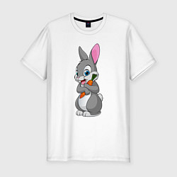 Мужская slim-футболка Зайчик с морковкой!