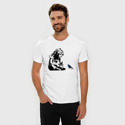 Футболка slim-fit BANKSY girl with blue bird БЭНКСИ девочка с синей, цвет: белый — фото 2