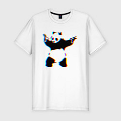 Футболка slim-fit Banksy Panda with guns - Бэнкси, цвет: белый