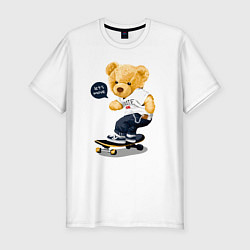 Мужская slim-футболка Мишка скейтбордист