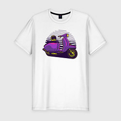 Мужская slim-футболка Фиолетовый мопед