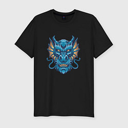 Мужская slim-футболка Голова синего дракона