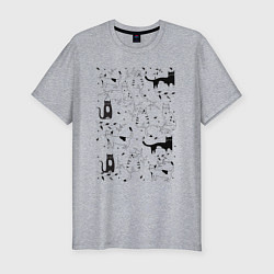 Мужская slim-футболка Cats Pattern