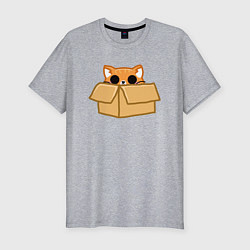 Мужская slim-футболка Котик в коробке