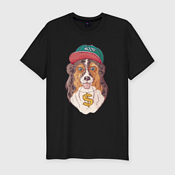 Мужская slim-футболка Хип-хоп собачка