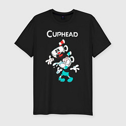Мужская slim-футболка Cuphead веселые чашечки