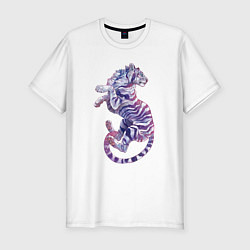 Мужская slim-футболка Галактический белый тигр