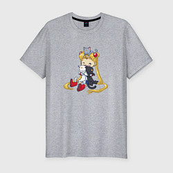 Мужская slim-футболка Crazy Moon Cat