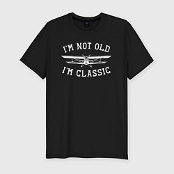 Футболка slim-fit Я не старый, я класический, цвет: черный