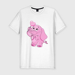 Мужская slim-футболка Розовый слонёнок