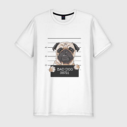 Мужская slim-футболка Мопс bad dog
