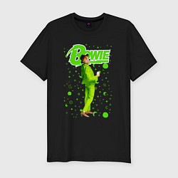 Мужская slim-футболка David Bowie in a Green Suit