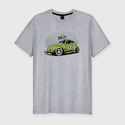 Мужская slim-футболка Классическая зеленая машина Жук