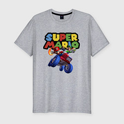 Футболка slim-fit Марио и Луиджи гонщики Super Mario, цвет: меланж