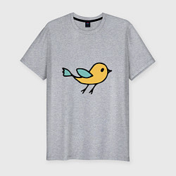 Мужская slim-футболка Птицы голубого и желтого цвета