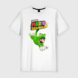 Футболка slim-fit Luigi cat Super Mario 3D World Nintendo, цвет: белый