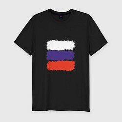Мужская slim-футболка Россия - Триколор