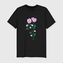 Футболка slim-fit Влюблённые розы, цвет: черный