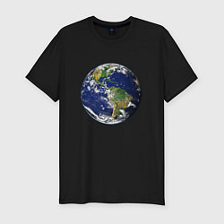 Мужская slim-футболка Земля Вид из космоса