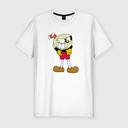 Мужская slim-футболка Чашек с трубочкой и в красных штанах