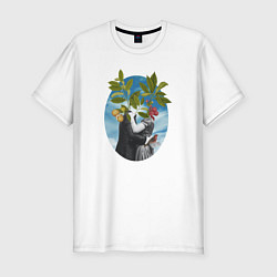 Мужская slim-футболка Коллаж Люди и Растения