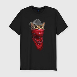 Мужская slim-футболка Cool kitten in a bandana