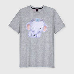 Мужская slim-футболка Милый Слонёнок