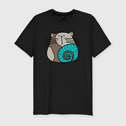 Мужская slim-футболка Круглый абстрактный кот