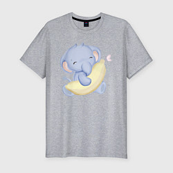 Мужская slim-футболка Милый Слонёнок С Бананом