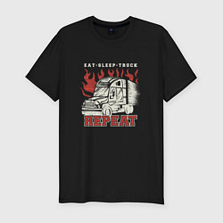 Мужская slim-футболка Eat Sleep Truck Repeat